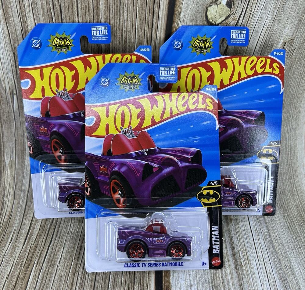 Hot Wheels Batman Batmobile LOT of 3 Classic TV Series 2026 Purple Tooned 1:64